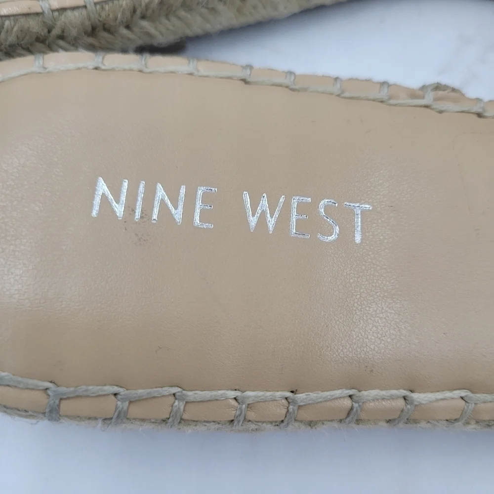 Nine West Pink Even Studded Espadrille Slide Sandals Size 7.5